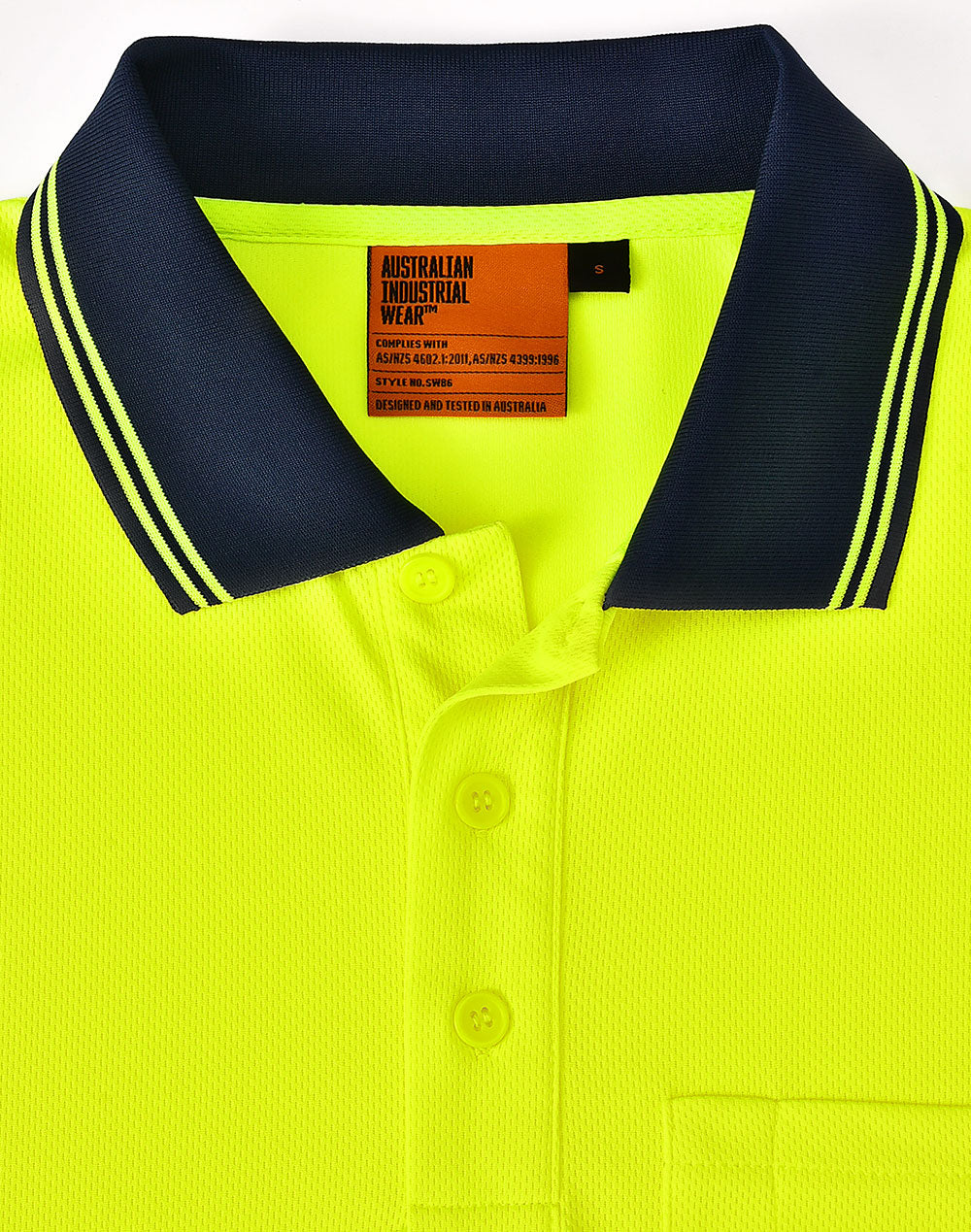 products/WORKWEAR AIW/SW86/Yellow/SW86_FluoroYellowNavy_Collar&Placket.jpg